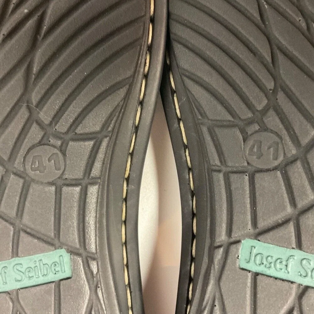 Josef Seibel Womens Leather Sandals Comfort Cross‎ Strap Black Shoes Size 10
